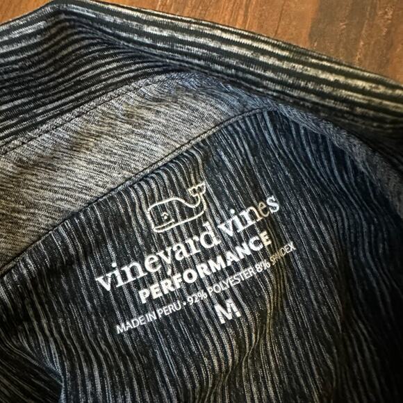 VINEYARD VINES Performance Polo Shirt Gray Striped Golf Sports Preppy - Picture 5 of 8